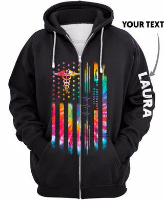 New Personalized  Tie Dye Flag AN  EMERGENCY MANAGER US Unisex Size Hoodie
