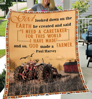 Tractor Farmer Love God Blanket HG Gift For Farmer