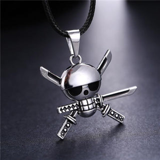 Ninja Skull Head Metal Sword Necklace