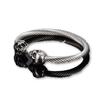 Antique Silver Punk Skull Bracelet - designfullprint