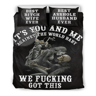 Special Sale: Skull Couple Bedding Set 4 (Duvet Cover and Pillowcases)
