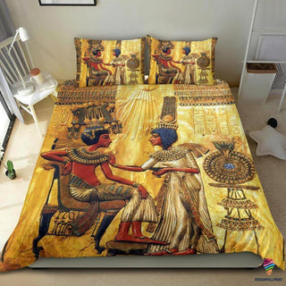 Gift For Egyptian Yellow Ancient Egypt Pharaoh Bedding Set Egyptian God