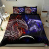Gift For Wolf Lover Gift For Dragon Lover Red Dragon And Blue Wolf Bedding Set