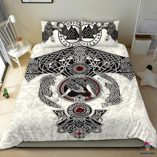 Gift For Viking Lover Fenrir Skoll And Hati Valknut Raven Viking Duvet Cover Viking Bedroom Set Viking Bedding Set HG