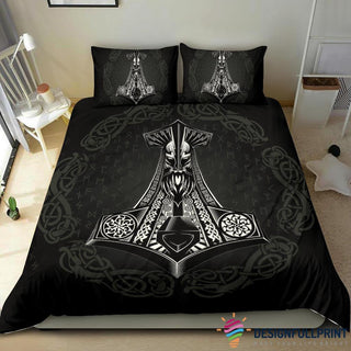 Gift For Viking Lover Black Viking Pattern 3D Bedding Set LN