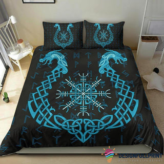 Gift For Viking Lover Gift For Dragon Lover Helm Of Terror Dragon Viking Duvet Cover Viking Bedroom Set Viking Bedding Set HG