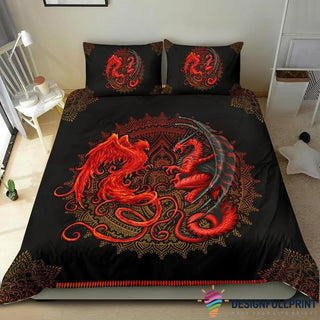 Gift For Dragon Lover Fire Phoenix And Dragon Bedding Set NH