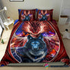 Gift For Wolf Lover Gift For Dragon Lover Blue Red Wolf Dragon Bedding Set CH