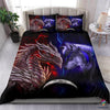 Gift For Wolf Lover Gift For Dragon Lover Red Dragon And Blue Wolf Bedding Set