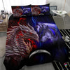 Gift For Wolf Lover Gift For Dragon Lover Red Dragon And Blue Wolf Bedding Set
