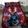 Gift For Wolf Lover Gift For Dragon Lover Blue Red Wolf Dragon Bedding Set CH