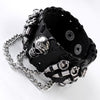 Black PU Leather Bullet Wristband Adjustable Skull Bracelet