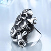 Stainless Steel Winged Skull Biker Ring