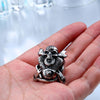 Stainless Steel Winged Skull Biker Ring