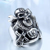 Stainless Steel Winged Skull Biker Ring