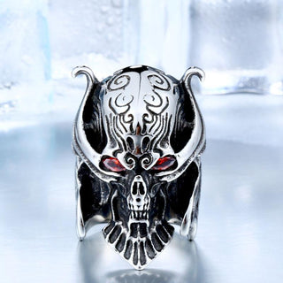 War Skull Head Red Eyes Ring