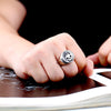 Stainless Steel Flame Skull Biker Ring