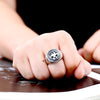 Stainless Steel Flame Skull Biker Ring