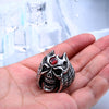 Winged Skull Red Stone Biker Ring