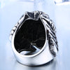 Winged Skull Red Stone Biker Ring