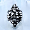 Winged Cross Skull Biker Ring