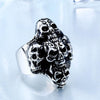 Winged Cross Skull Biker Ring