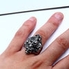 Winged Cross Skull Biker Ring