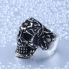 Vintage Floral Design Skull Ring
