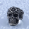 Vintage Floral Design Skull Ring