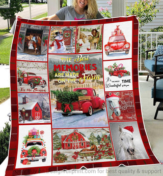Gift For Horse Lover Xmas Christmas The Best Memories Are Made On The Farm With Horses Sherpa Blanket