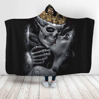 Special Sale: King Skull Couple Skull Lovers Hooded Blanket - designfullprint