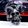 Stainless Steel Goat Horns Skull Biker Ring