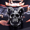 Stainless Steel Goat Horns Skull Biker Ring