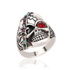 Antique Silver Cool Big Punk Biker Skull Ring For Women