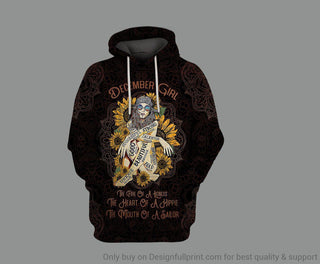 Black December Girl The Fire Of A Lioness The Mouth Of A Sailor Personalized Unisex Hoodie LN