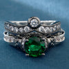 Black Engagement Skull Crystal Ring Set