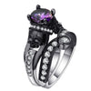 Black Engagement Skull Crystal Ring Set