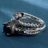 Black Engagement Skull Crystal Ring Set