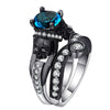 Black Engagement Skull Crystal Ring Set