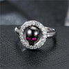 Black Skull Silver Engagement Crystal Ring