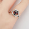 Black Skull Silver Engagement Crystal Ring