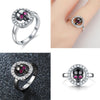 Black Skull Silver Engagement Crystal Ring