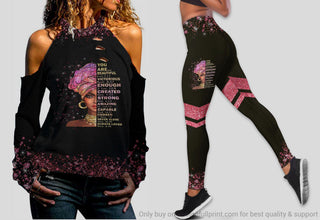 Black Pride Brave Black Woman Cut Out Shoulder Top And Legging Set LN Black And Proud 365 Black History In The Making Shirt
