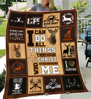 Hunting I Can Do All Things Through Christ Sherpa Blanket