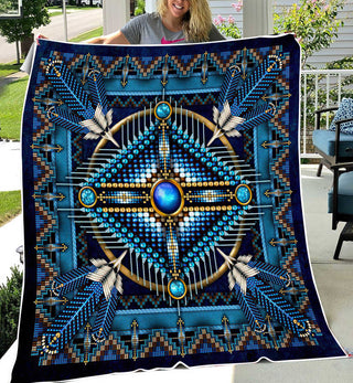 Blue Native American Pattern Blanket HG