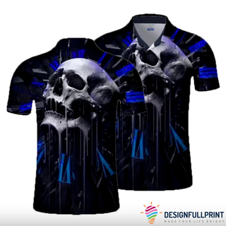 Skull Gift Blue Skull Screaming Polo Shirt NHD