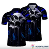 Skull Gift Blue Skull Screaming Polo Shirt NHD