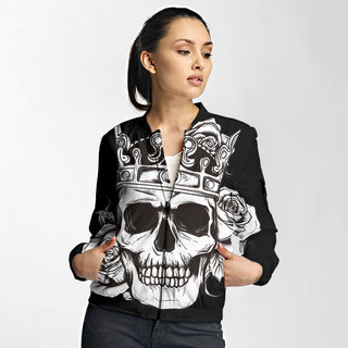Unisex Couple 3D Skull Gothic Bomber Jacket 001 - designfullprint