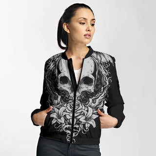 Unisex Couple 3D Skull Gothic Bomber Jacket 004 - designfullprint