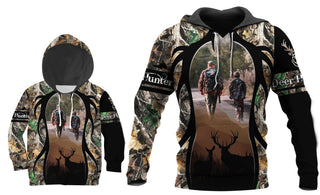 Gift For Hunting Lover Gift For Dad Brown Deer Hunting Dad And Son Personalized Adult and Kid Hoodie Set Unisex Size LH dadson